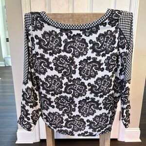NWOT LOFT Grey Paisley Blouse XLP